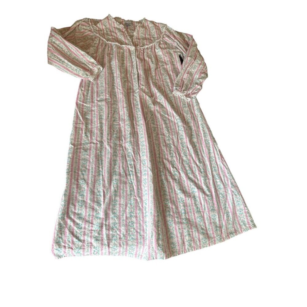 Lang Of Salzburg Womens Floral Striped Nightgown Size S‎ Cotton Blend